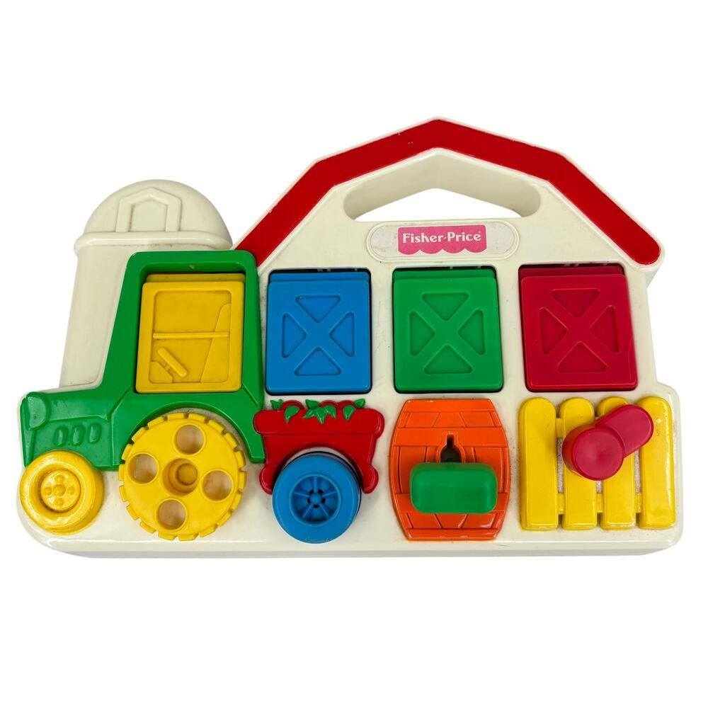 Fisher Price Pop Up Farm Animal Tractor Baby Preschool Activity Toy Vintage 1993